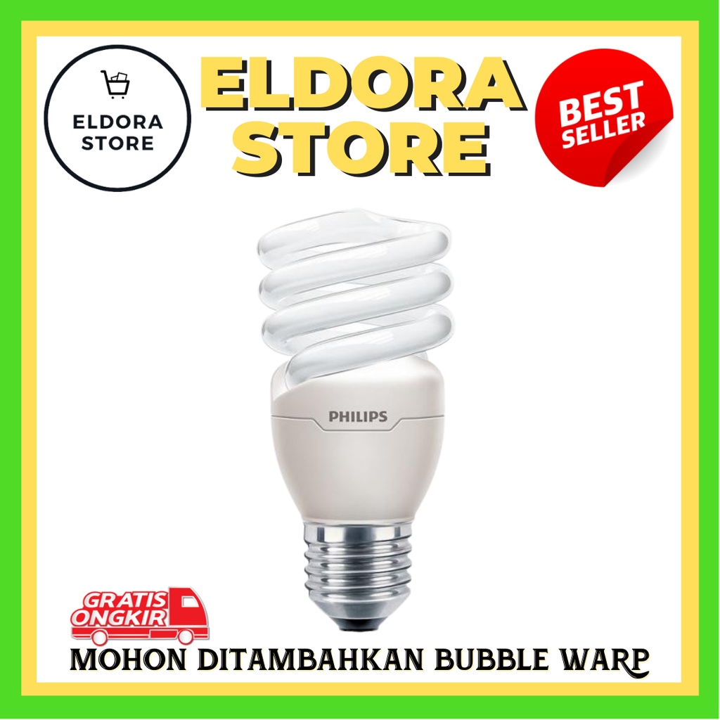 LAMPU PHILIPS 15 WATT TORNADO PUTIH | LAMPU HEMAT LISTRIK PHILIPS | LAMPU