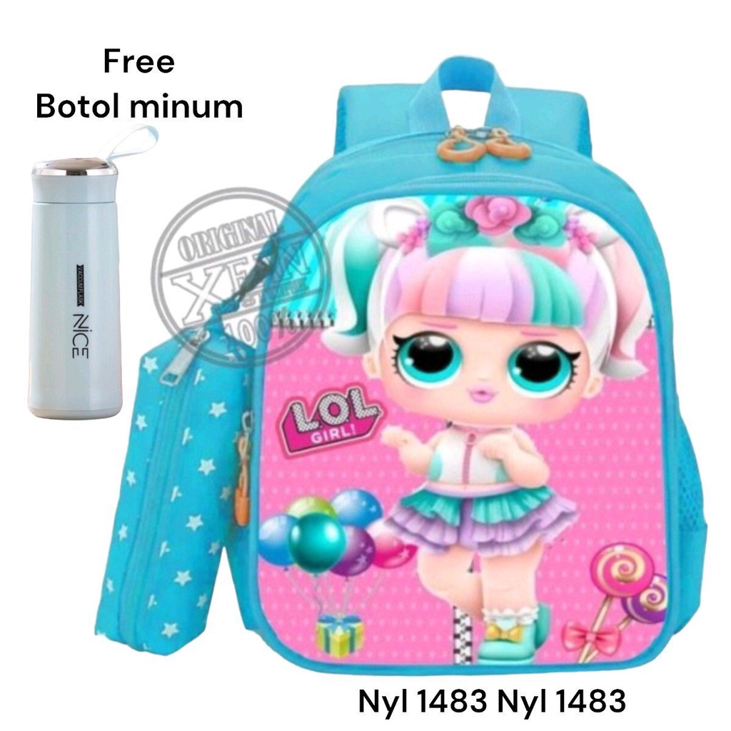 Tas Sekolah Anak Perempuan HELLO KITTY SD SMP SMA Ransel Kerja Tas Sekolah Anak Laki-Laki Free Botol Minum Kaca