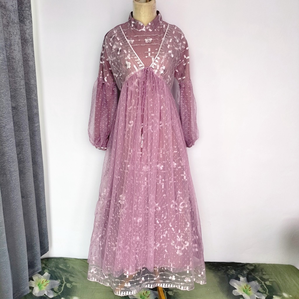 Gamis Wanita Pesta Kondangan Bahan Tile Semi Outer Dress Gaun Wanita Panjang Pesta