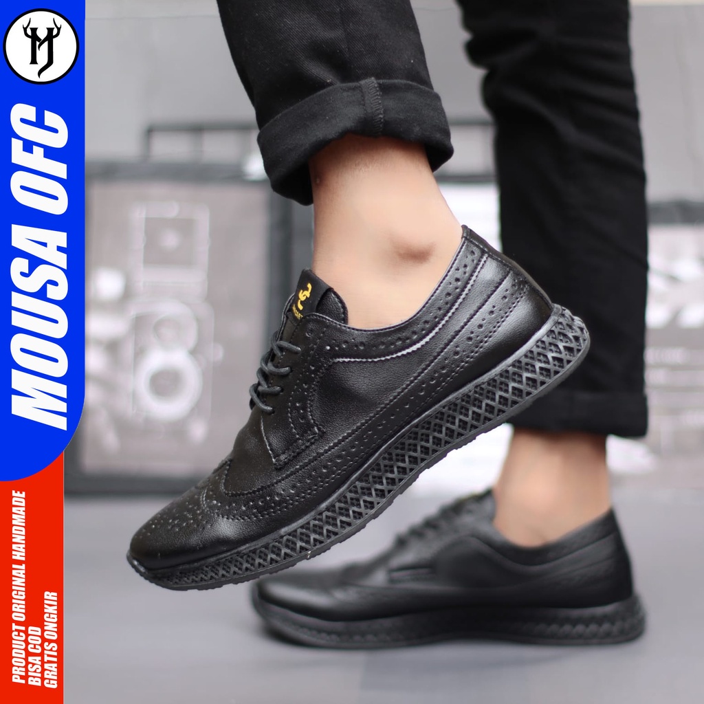 Sepatu Formal Pria Full Black Sepatu Sneakers Kasual Mousa Minotur