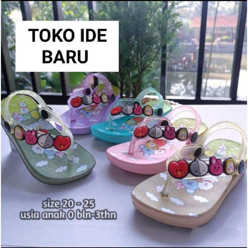 Sandal Jepit Tali Belakang Anak Perempuan Karakter BT21 Dulux 393E Size 20-25