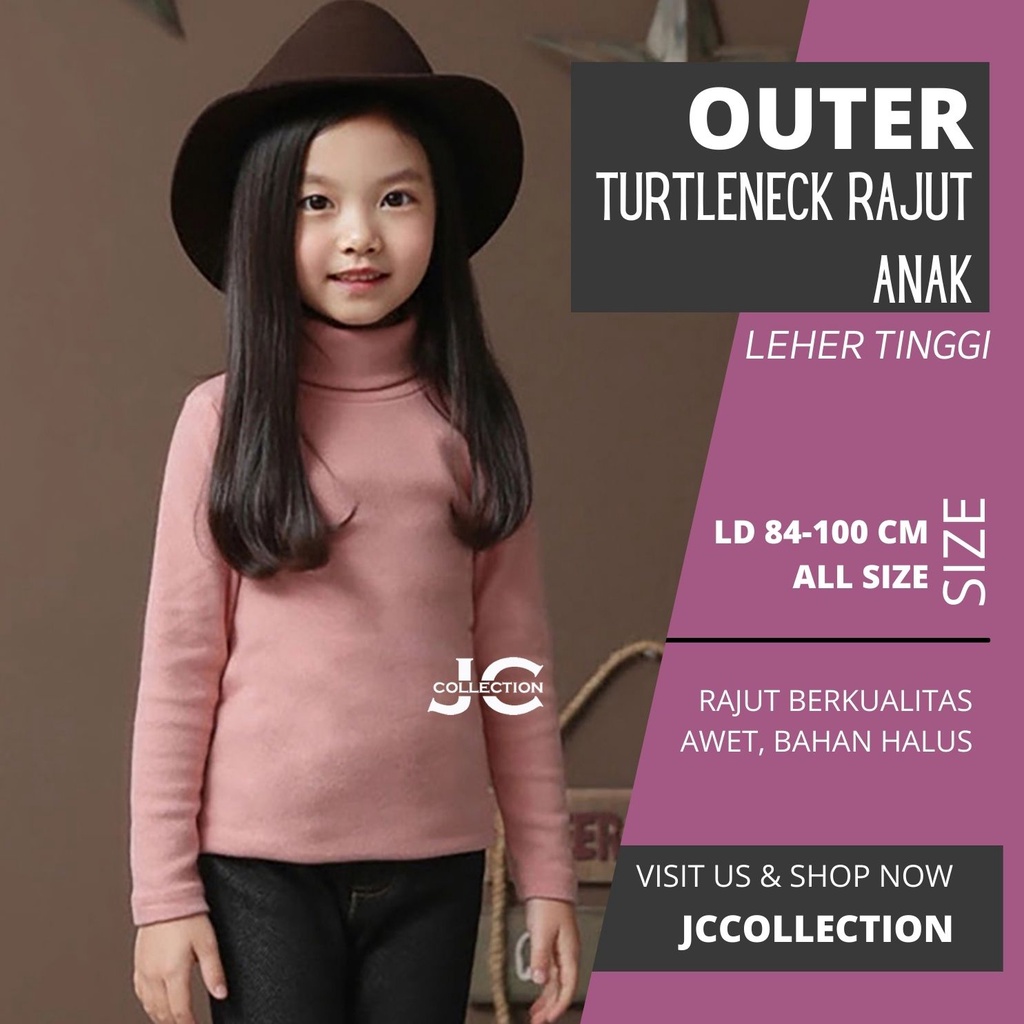 Sweater Turtleneck Rajut Anak Perempuan Joanne Kids - Teens / Turtleneck Umur 7 - 12 Tahun