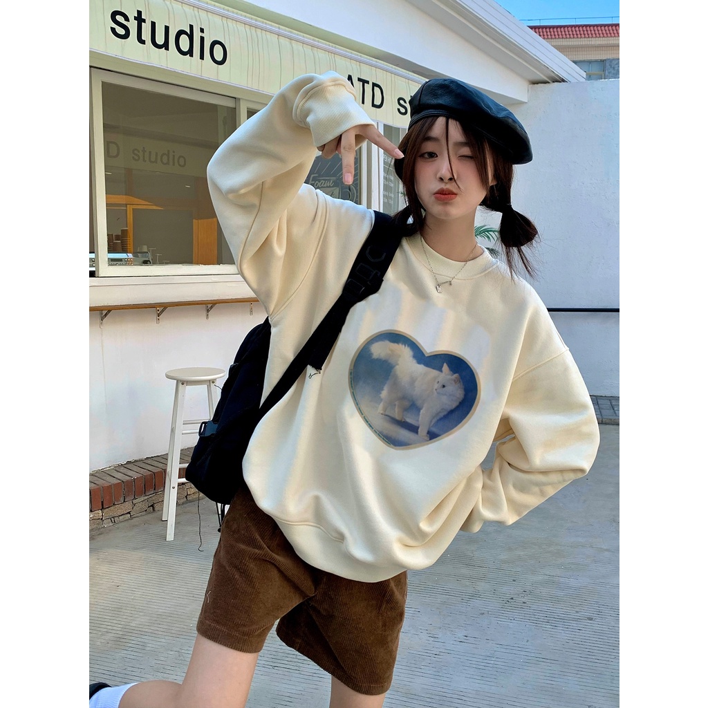 Sweater Oversize Cute Cat Sweater Oversize Korean Style/atasan korean style wanita