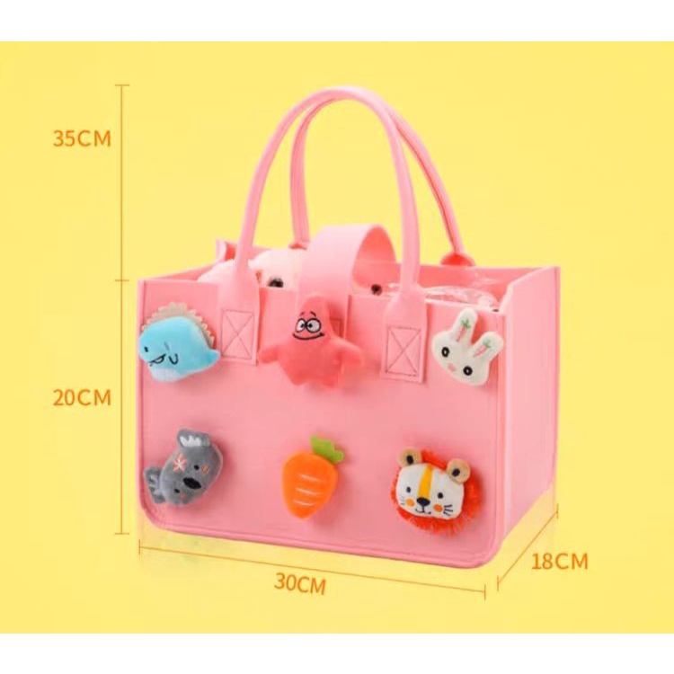 Tote bag / tas hamper dengan boneka lucu