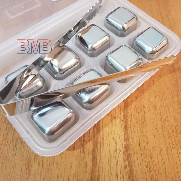 

♖ DELAPAN Es Batu dapat Capit Stainless Steel Ice Cube ➾