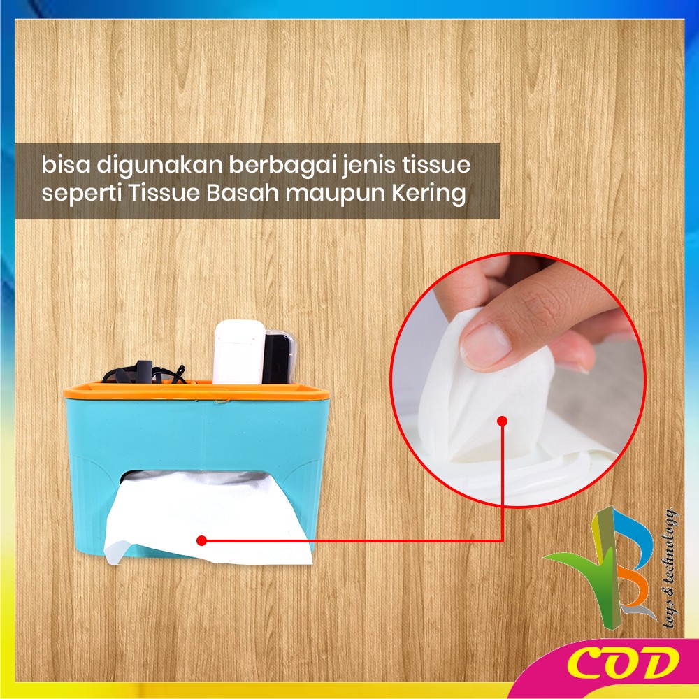 RB-C826 Kotak Tissue Plastik Box Storage Kotak Penyimpanan Multifungsi / Kotak Tempat Tisu Holder Remote Phone Kosmetik Serbaguna