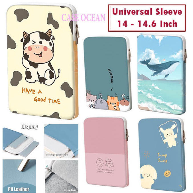HP Pavilion 14 Sleeve Case Pouch Cover Karakter Kartun Cute Lucu Bag Tas Clutch Sarung Waterproof An