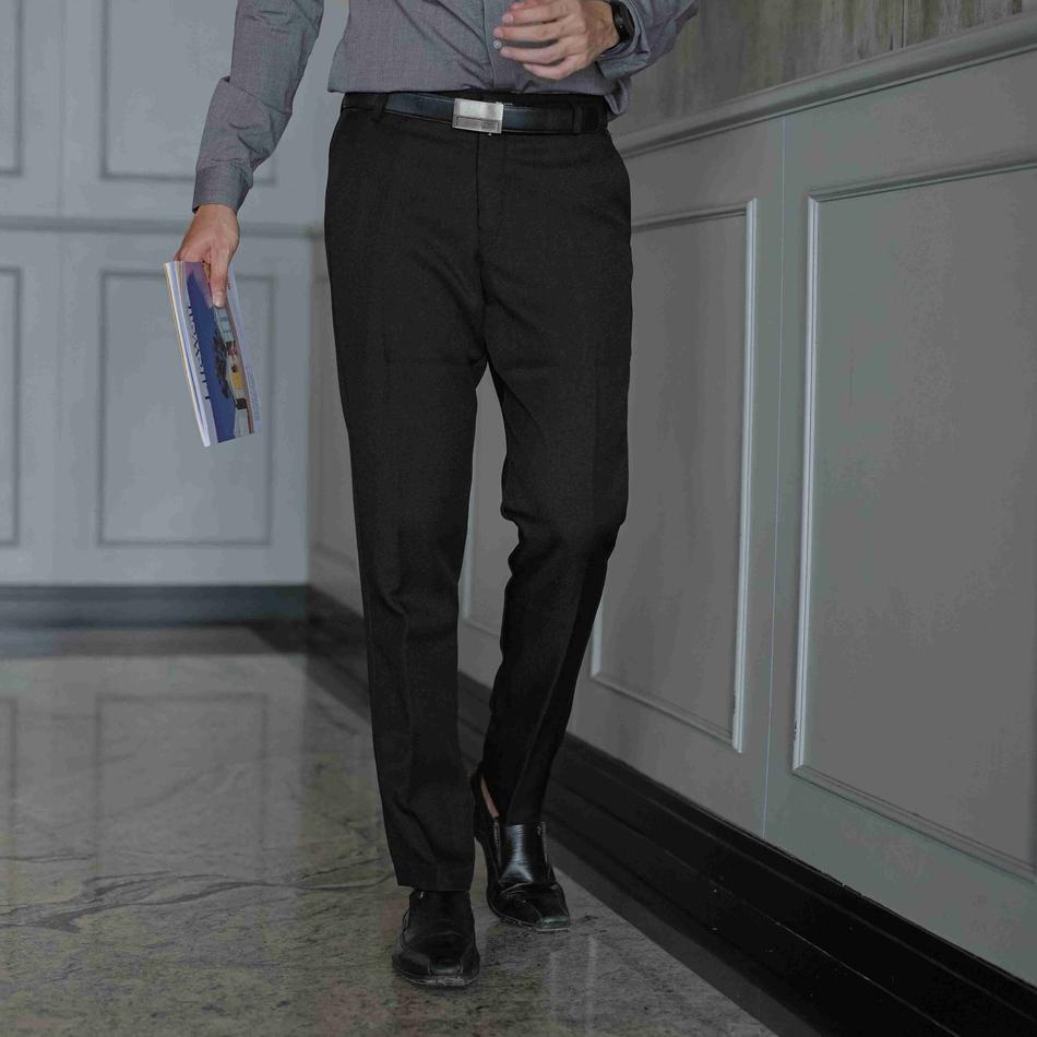 ☑ Zuiter Pants BLACK | Celana bahan formal slimfit ☈