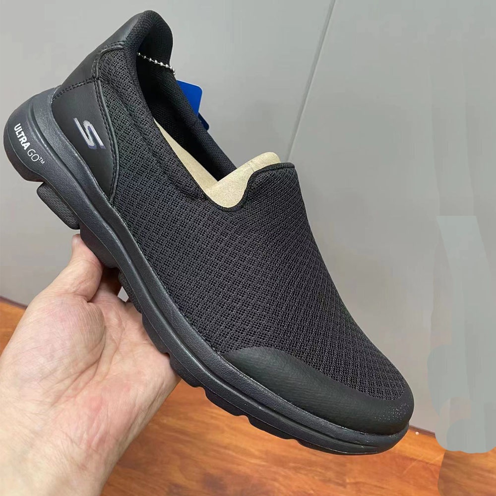 Sepatu SKECHERS kasual casual sepatu pria hitam  slip on cowok  rajut pria shoes