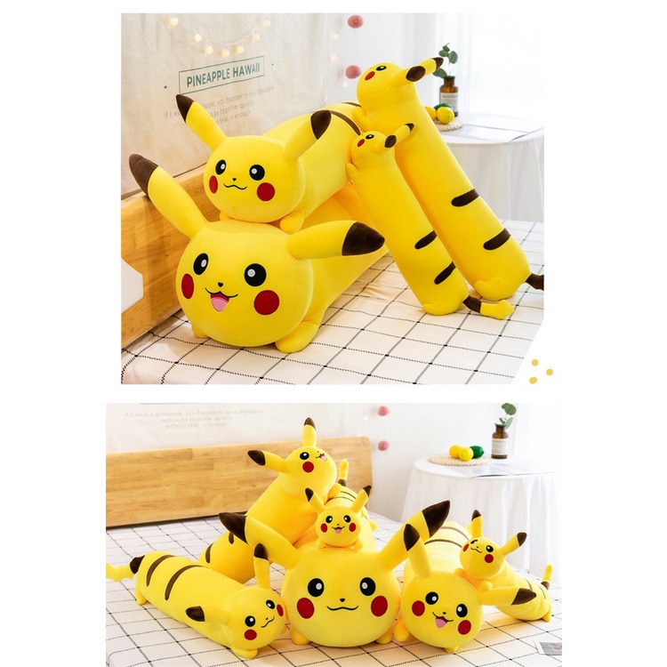 Bantal Boneka Karakter Pikachu Long Pillow Plush Doll Bahan Halus Lembut Boneka Bantal Guling Kado Ulang Tahun Anak Ukuran 40cm