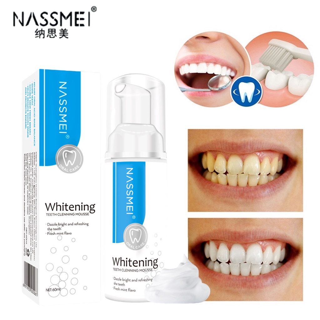 Teeth Whitening Mousse Toothpaste Cleaning Foam 60ml Pemutih Gigi Kuning &amp; Membersihkan Karang Gigi | Odol | Mousse Pasta gigi