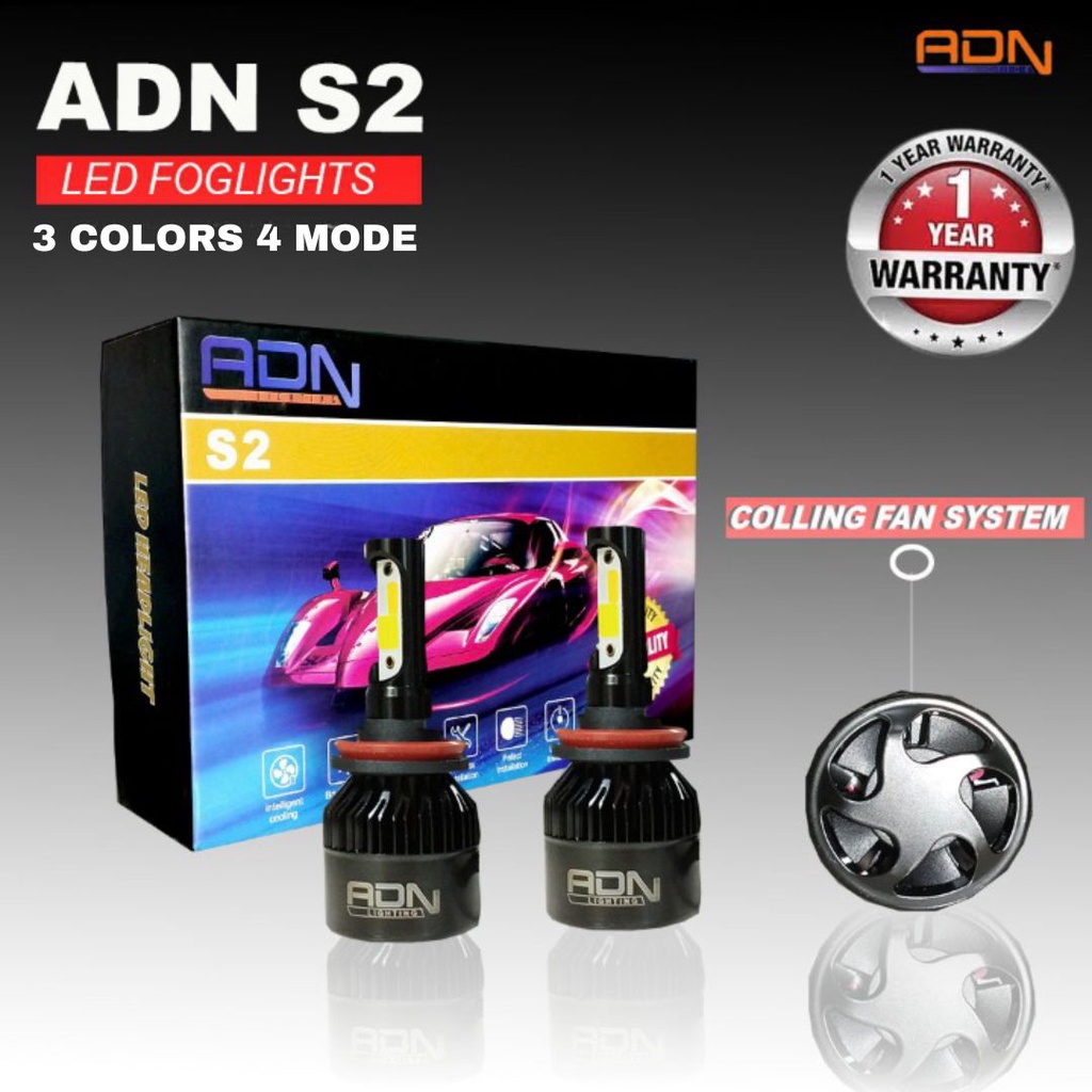 ADN.in Lampu Led Utama Foglamp 3 warna 4 mode H4 H11 HB3 HB4 H7 9005 9006