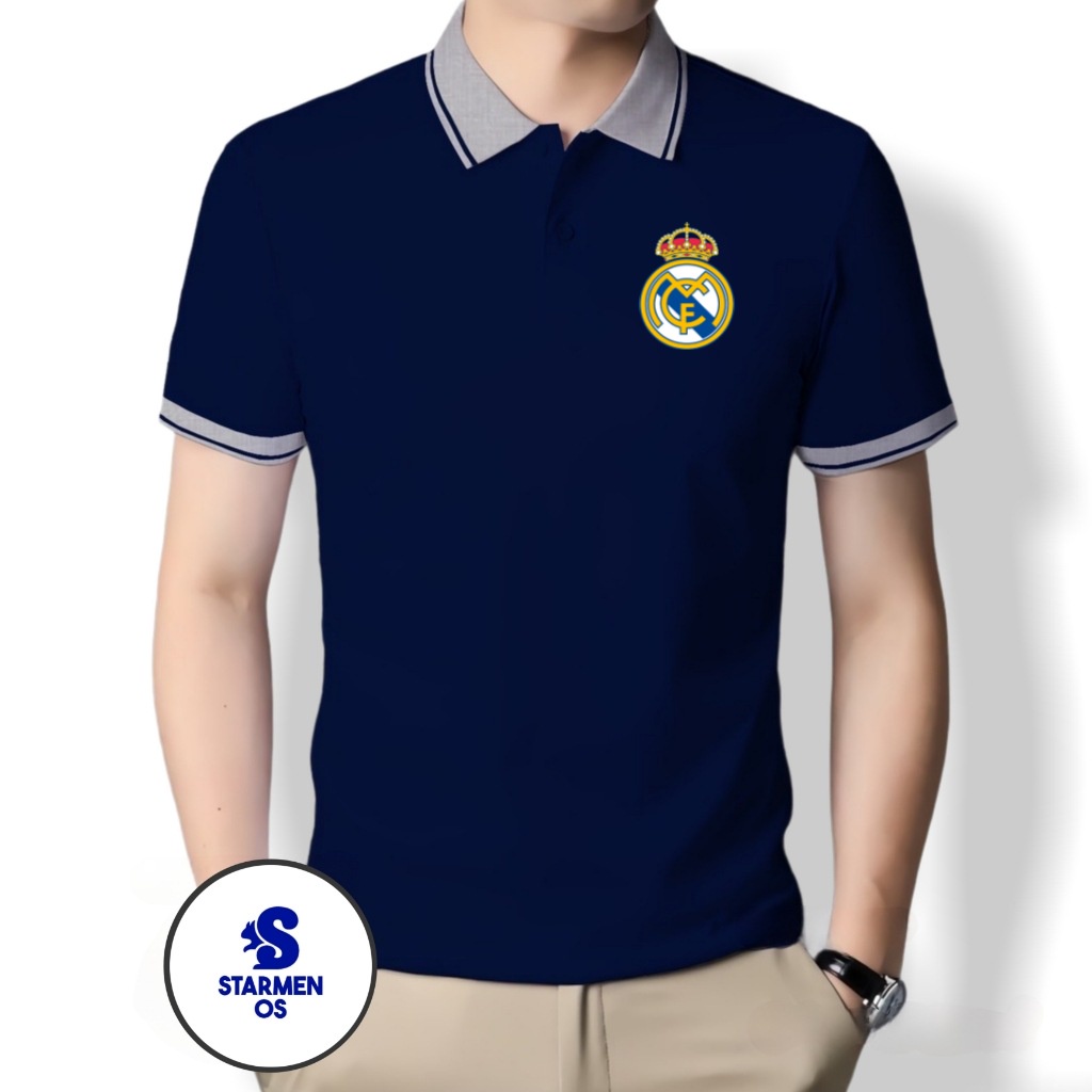 Kaos Wangki Polo Atasan Tshirt Pria Kerah Wangki Big List LOGO REAL MADRID
