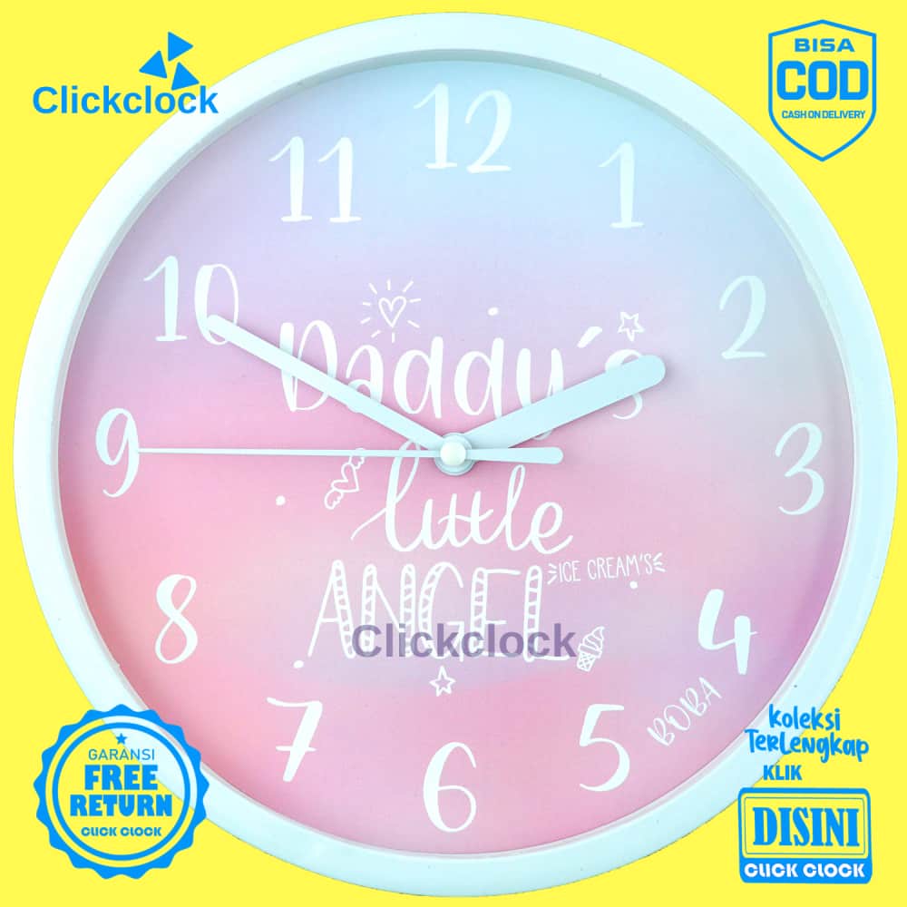 Jam Dinding Quartz Anak Daddy's Boba BB1129 Besar Hiasan Dinding Unik