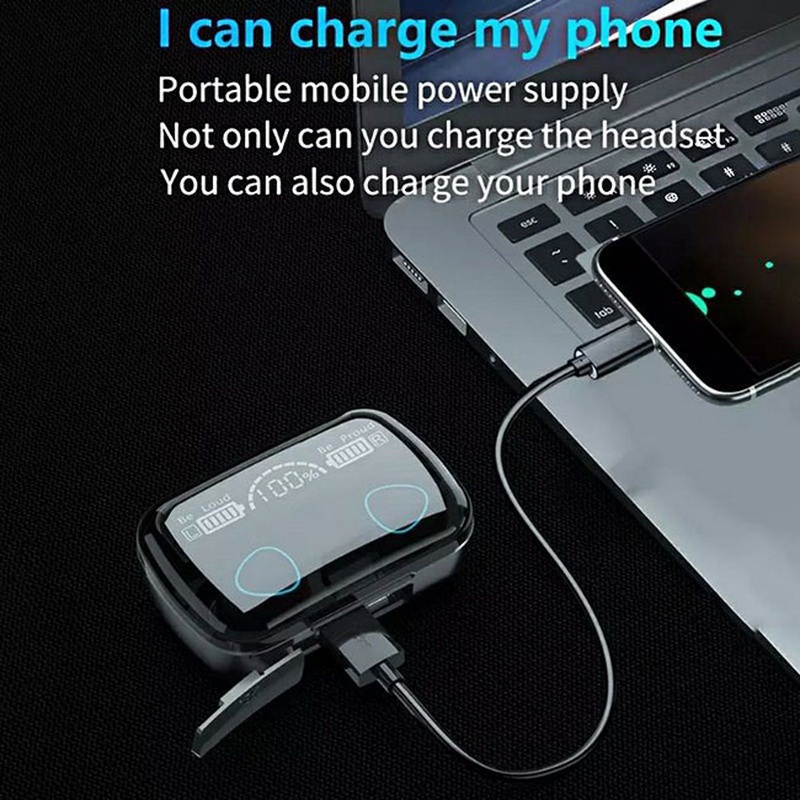 ️(COD) M10 Headset Bluetooth TWS Full Bass 3500mah Power Bank Dengan Senter with Mic Wireless Earphone Headphones 9D Bass Stereo Handset Water Proof Earbud V5.2 Henset Handset Heandset Hedset Hetset