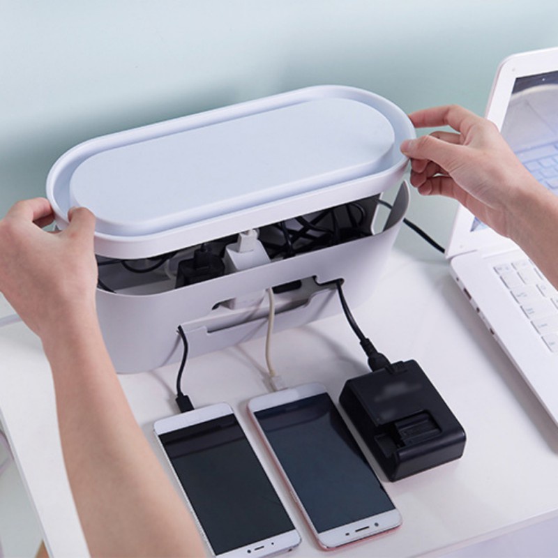 Premium Organizer Cable Box Kotak Penyimpan Merapikan Penata Pengikat Kabel Konektor Komputer