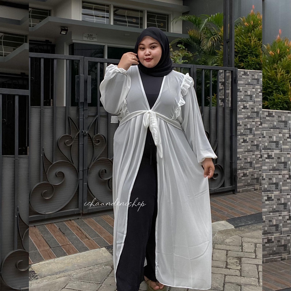 ICH - Lesya Long Outer Ruffle Jumbo Bahan Ceruty