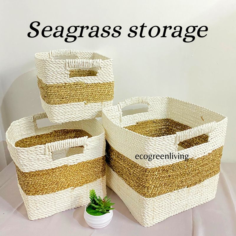 Seagrass storage box / Box recta square seagrass satuan