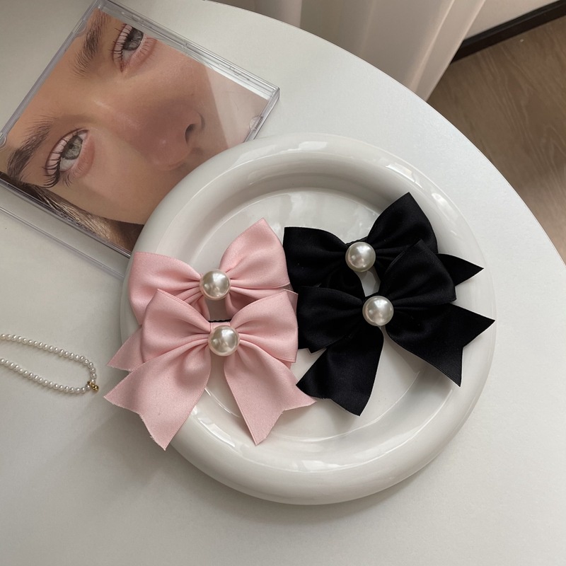 JEPITAN RAMBUT FRENCH RETRO STYLE MODEL PITA CUTE PEARL BOW RIBBON FAIRY JEPIT KOREA WANITA PINK HITAM MUTIARA LUCU GIRLY DREAMY HAIRCLIP HAIR CLIP PIN AKSESORIS KOREAN