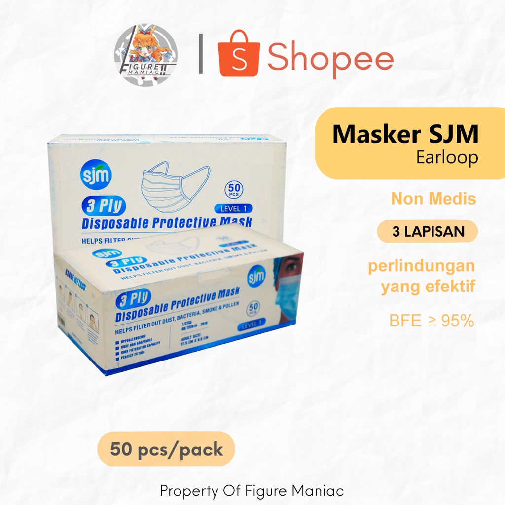 Miisoo - Masker Earloop Medical Surgical Mask Premium Per Pack isi 50 pcs Masker Kualitas Import SNI