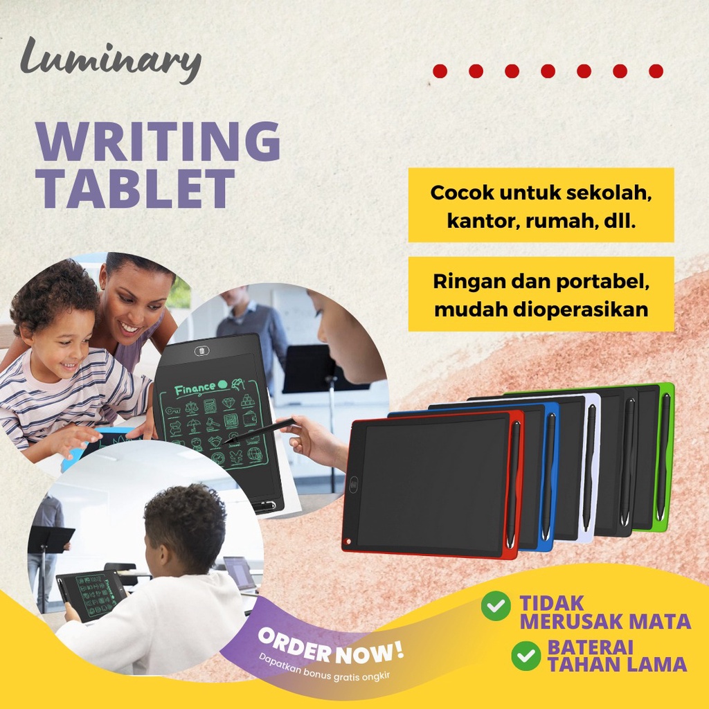 Papan tulis Tab untuk Anak Kecil Dewasa Menggambar Belajar Menulis Mainan Edukasi dan Motorik Tablet LCD Drawing 8,5 inci Bisa Hapus Board Digital Pad Pen Easy Writing