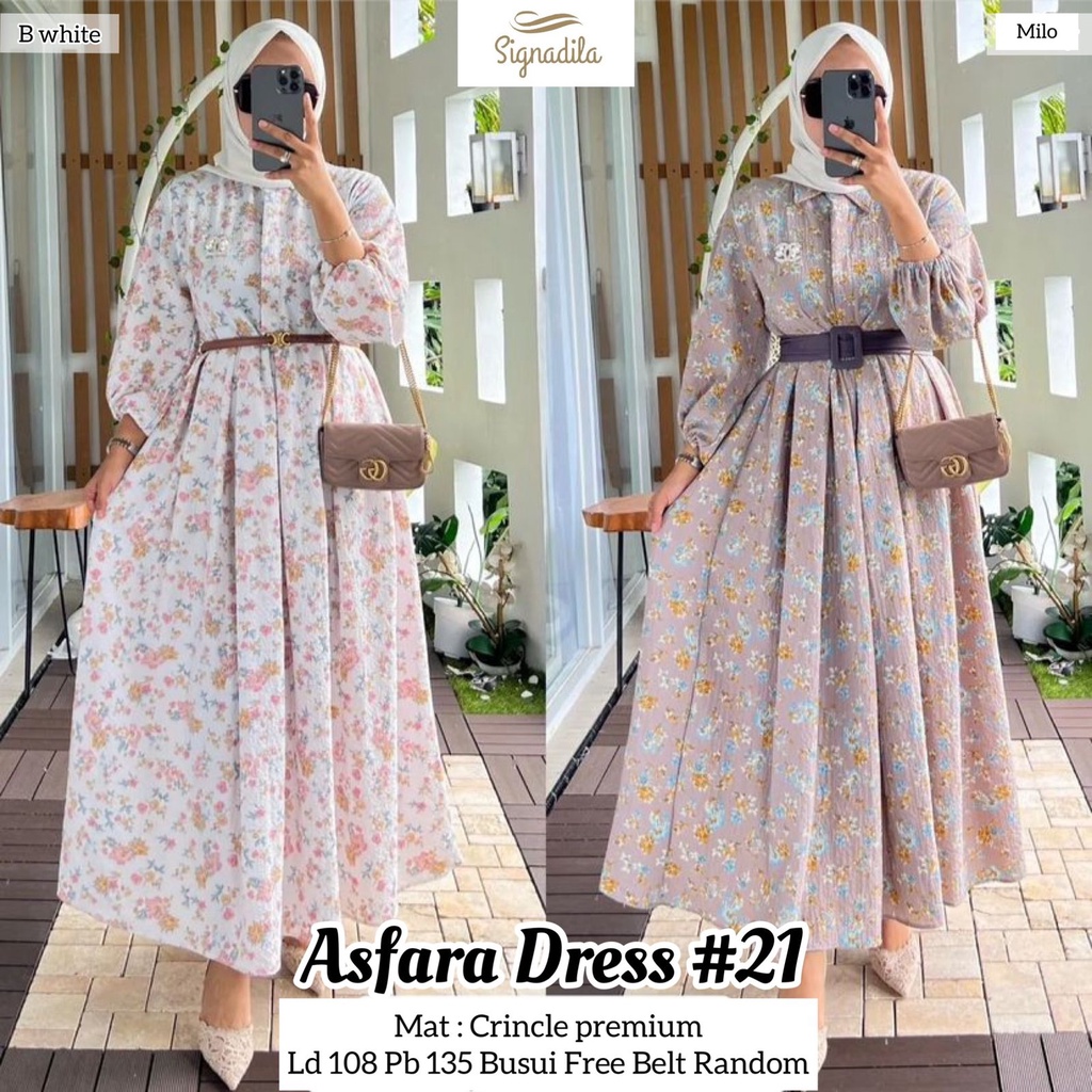 ASFARA DRESS  3# 21# HALUNA SERIES MAXY BY SIGNADILA BAHAN CRINCLE PREMIUM BUSUI MOTIF - ALFASHION