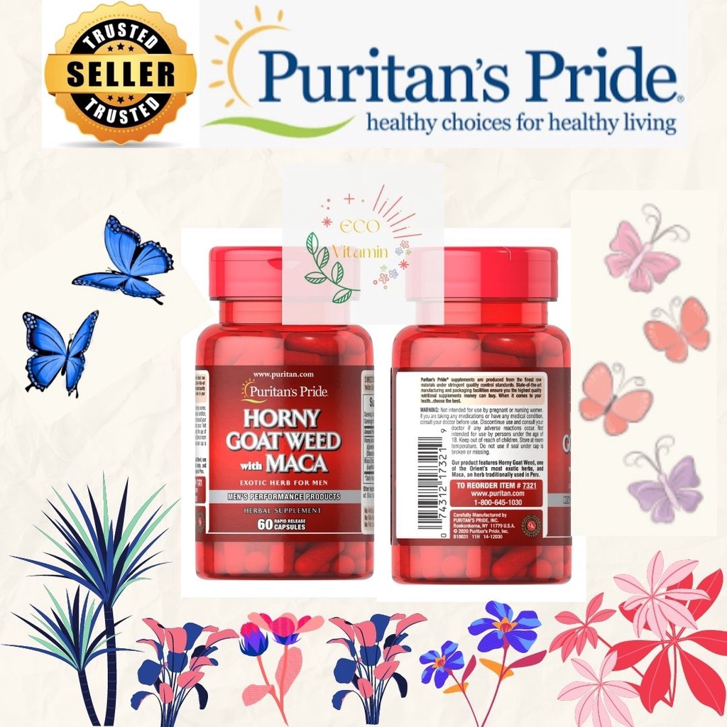 Puritan Pride Horny Goat Weed with Maca 500mg isi 60 Kapsul