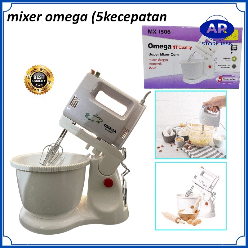 AR MIXER OMICKO / OMEGA MX1506 STANDING 5 KECEPATAN / MIXER COLOKAN LISTRIK ALAT PENGADUK KUE SET MANGKOK