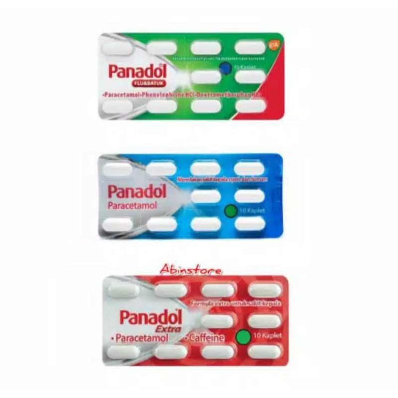 Panadol Merah, Biru, HIjau 1Box Isi 10 Strip