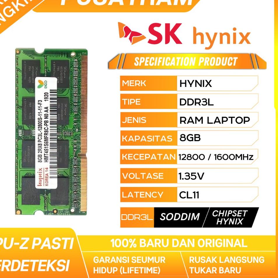 ⅍ RAM HYNIX DDR3L 8GB 1600MHZ  ORI RAM LAPTOP DDR3 RAM NB DDR3 ➼