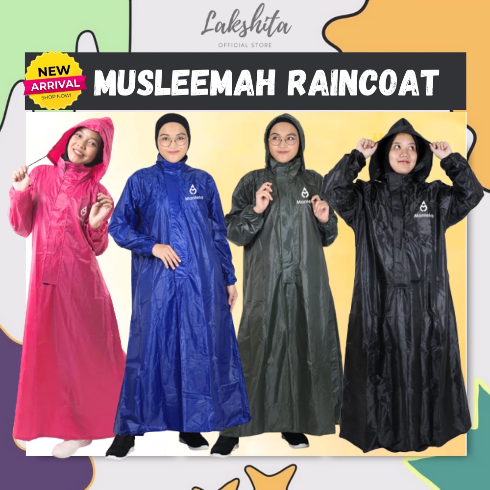 Jas Hujan Wanita Dewasa Gamis Muslimah Hijab Syar'i Ukuran Jumbo Bahan Tebal Premium Ada Resleting Panjang Fashionable Model Korea Lucu Trendy Kekinian Motif Polos Harga Murah Warna Pink Hitam Navy Merah Maroon Kuning Bening Army Biru Original Terbaru XXL