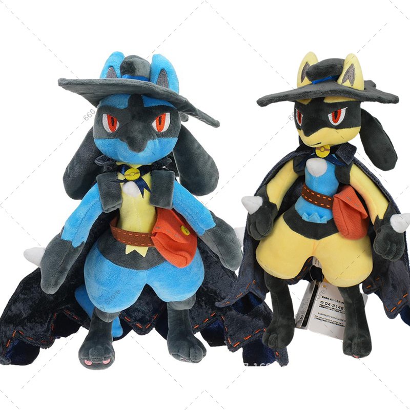 New Pokemon Lucario Shiny Lucario Plush Doll Stuffed Cute Mega Peluche Toy Halloween Christmas Dress