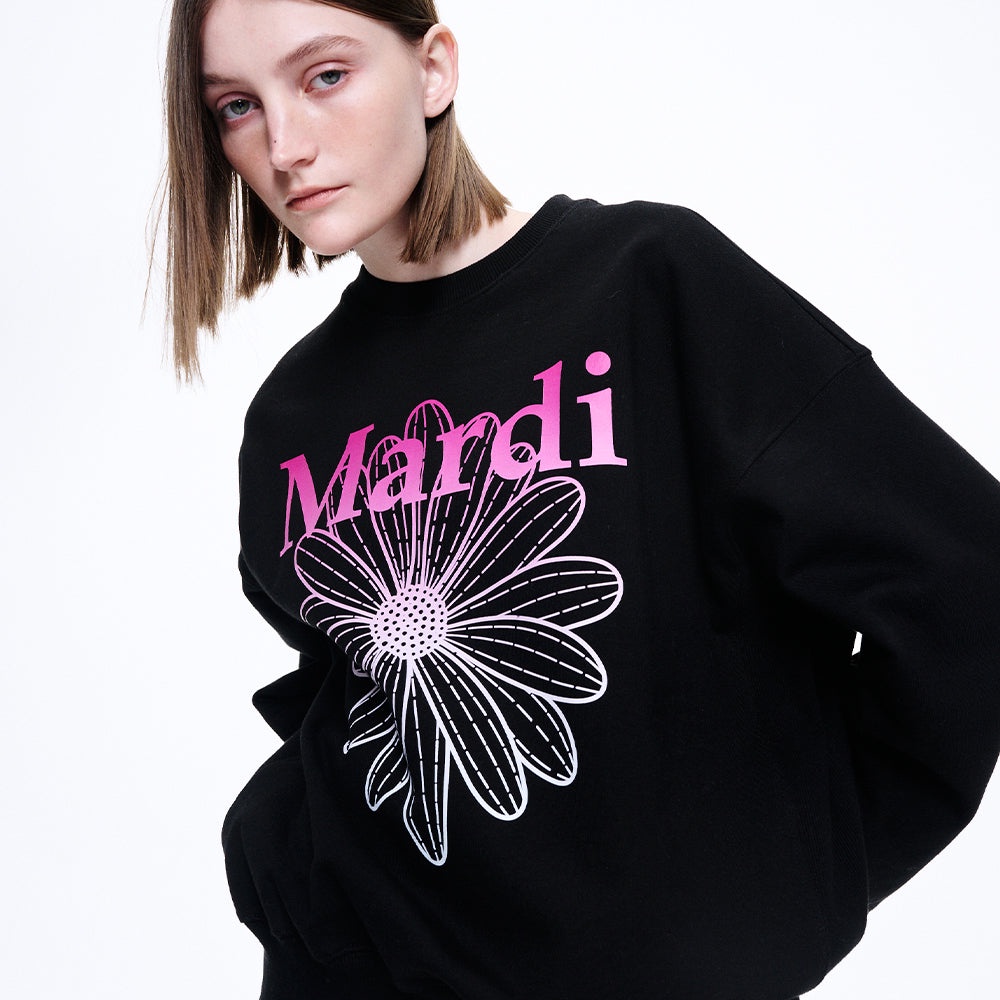 Mardi Gradation Flower Sweatshirt Black / Pink