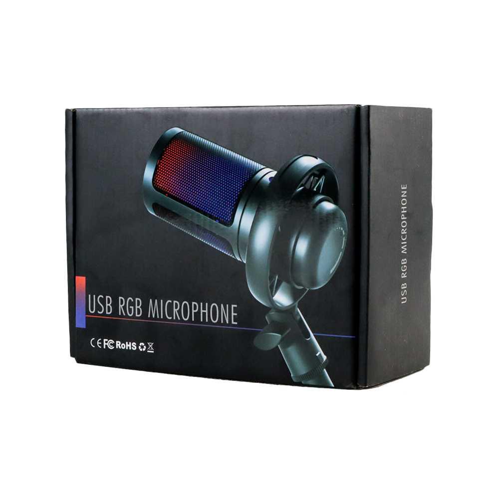 Microphone Condenser USB Mikrofon Kondensor Studio RGB Light - ME6S - Black