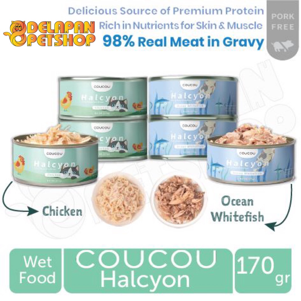 COUCOU Halcyon Wet Food Can 170g / All Stages / Makanan Kucing Basah