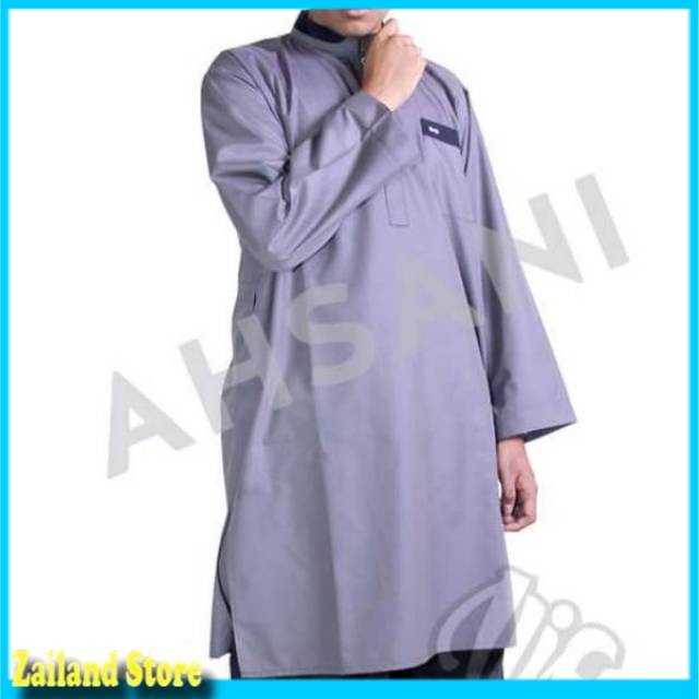 Jubah Pria Kurta yaman Gamis pria sampai lutut lengan panjang polos murah MUMTAz - Putih, S jumbo sl