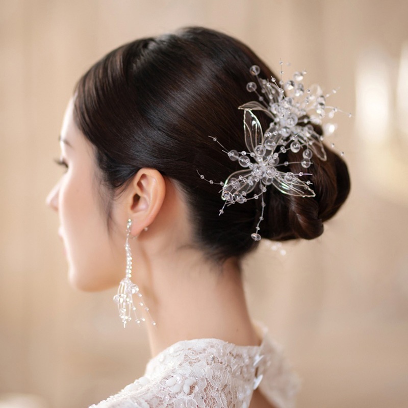 Fashion Kristal Cair Bunga Jepit Rambut Hiasan Kepala Jas Pengantin Pernikahan Dan Makeup Styling Aksesoris Rambut