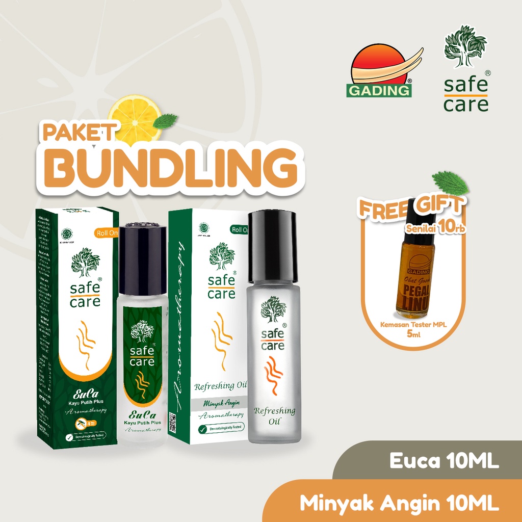 Paket Traveling Safe Care - 1 Minyak Angin, 1 Kayu Putih Aromatherapy - Free tester