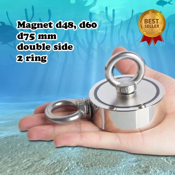 Magnet Fishing Double Side Neodymium Countersink D48mm D60mm D74mm