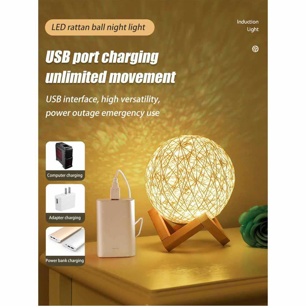 (BISA COD) FTIHSHP Ahomeone Lampu Tidur Bola 3D Night Light USB Rechargeable 20cm - OU13