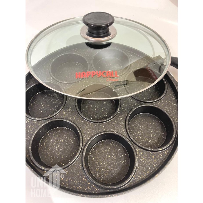 Cetakan kue 8 lubang datar happy call- cetakan apem stainless