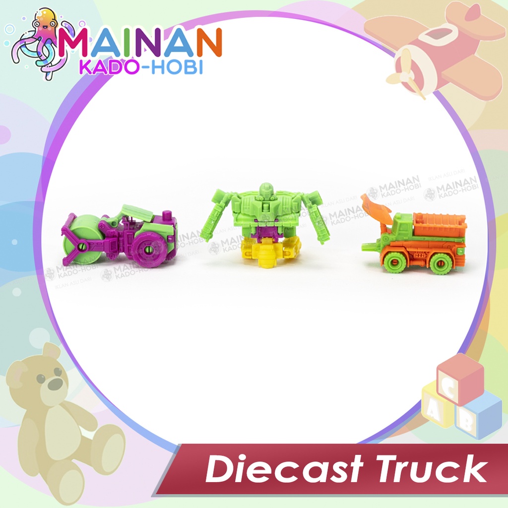 HADIAH MAINAN ANAK DIECAST MOBIL TRUK KONSTRUKSI TRANSFORM ROBOT