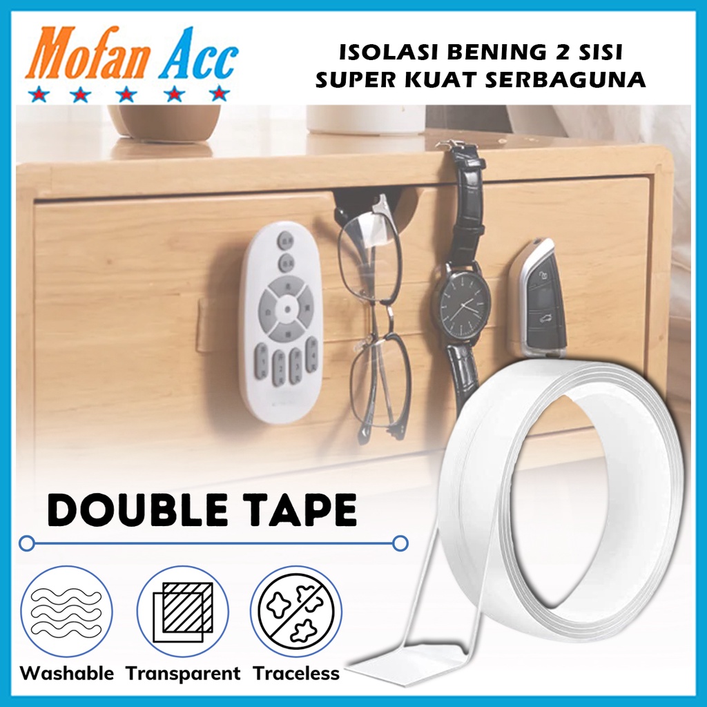 Double Tape Gel Isolasi Bening 2 Sisi Perekat Dinding Tembok Tanpa Bekas Selotip Ajaib Super Kuat