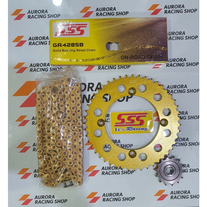 Gear Set Sss Gold Klx 150 / D Tracker 150 & Rantai Sss 428 Sb Gold #Original