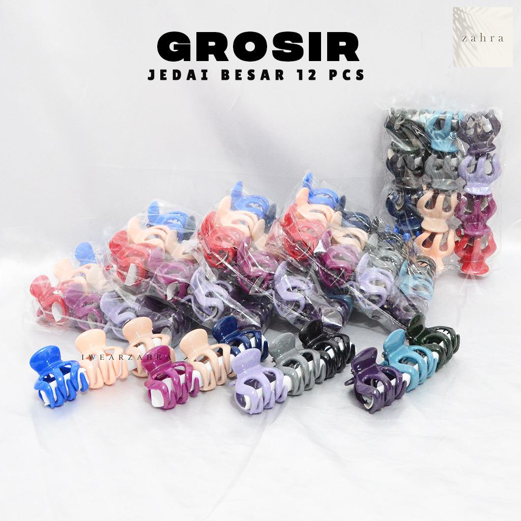 [GROSIR 1 LUSIN] JEDAI RAMBUT BESAR - Jepit Rambut Jepitan Aksesoris Hair Accessories Wanita Perempuan Glossy Doff Tebal FesyenHercules 5 Cakar Jumbo Reguler