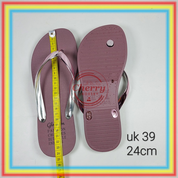 L1870-25 Sandal Jepit Wanita Glanzton Sendal Cewek Jelly Karet Tali Glossy Kilap Mirror Verotino