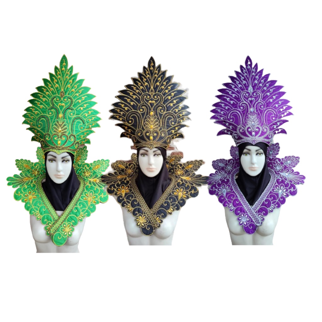SIGER MAHKOTA AKSESORIS TARI FULL PAYET MOTIF UBED