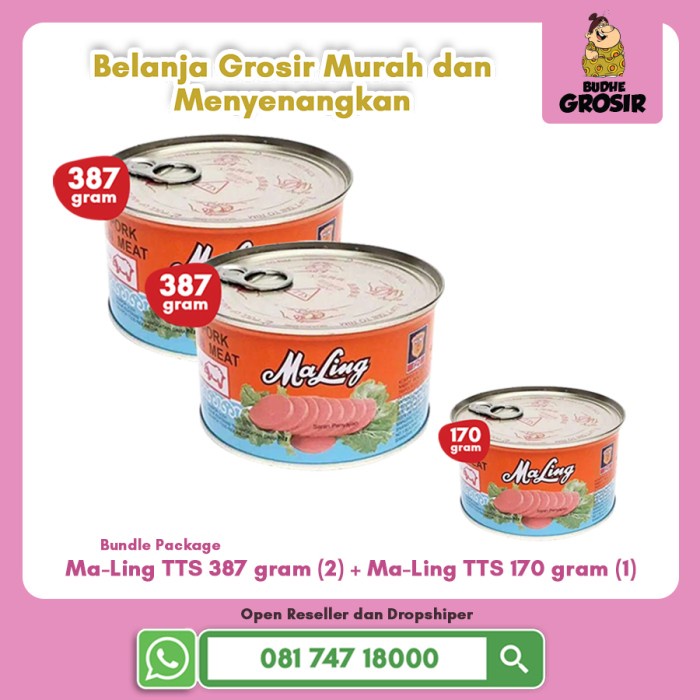 

MALING TTS PORK 397 GRAM (2 PCS) + MALING TTS PORK 170 GRAM (1 PCS)