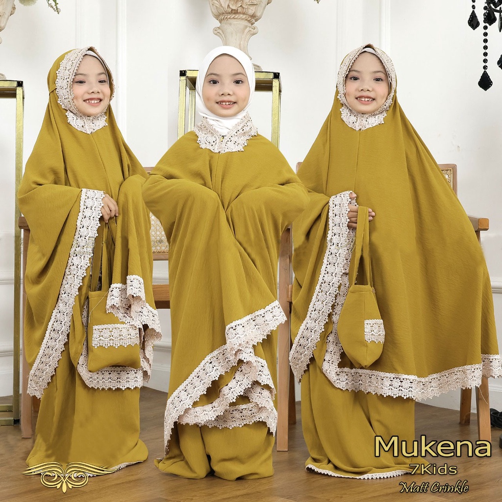 Mukena Anak Mukena Renda Mukena Crinkle Airflow Resleting Dagu Free Tas Safa Hijab