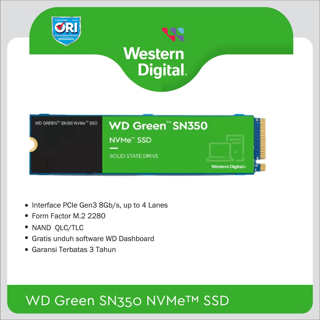 SSD WD Green SN350 240GB 480GB 1TB - SSD M.2 NVMe PCIe